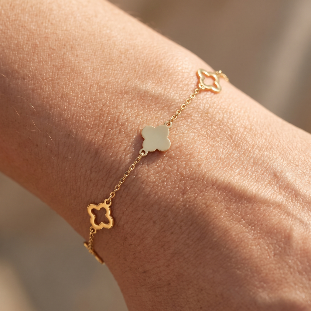 Armband Kleeblätter, Nahaufnahme