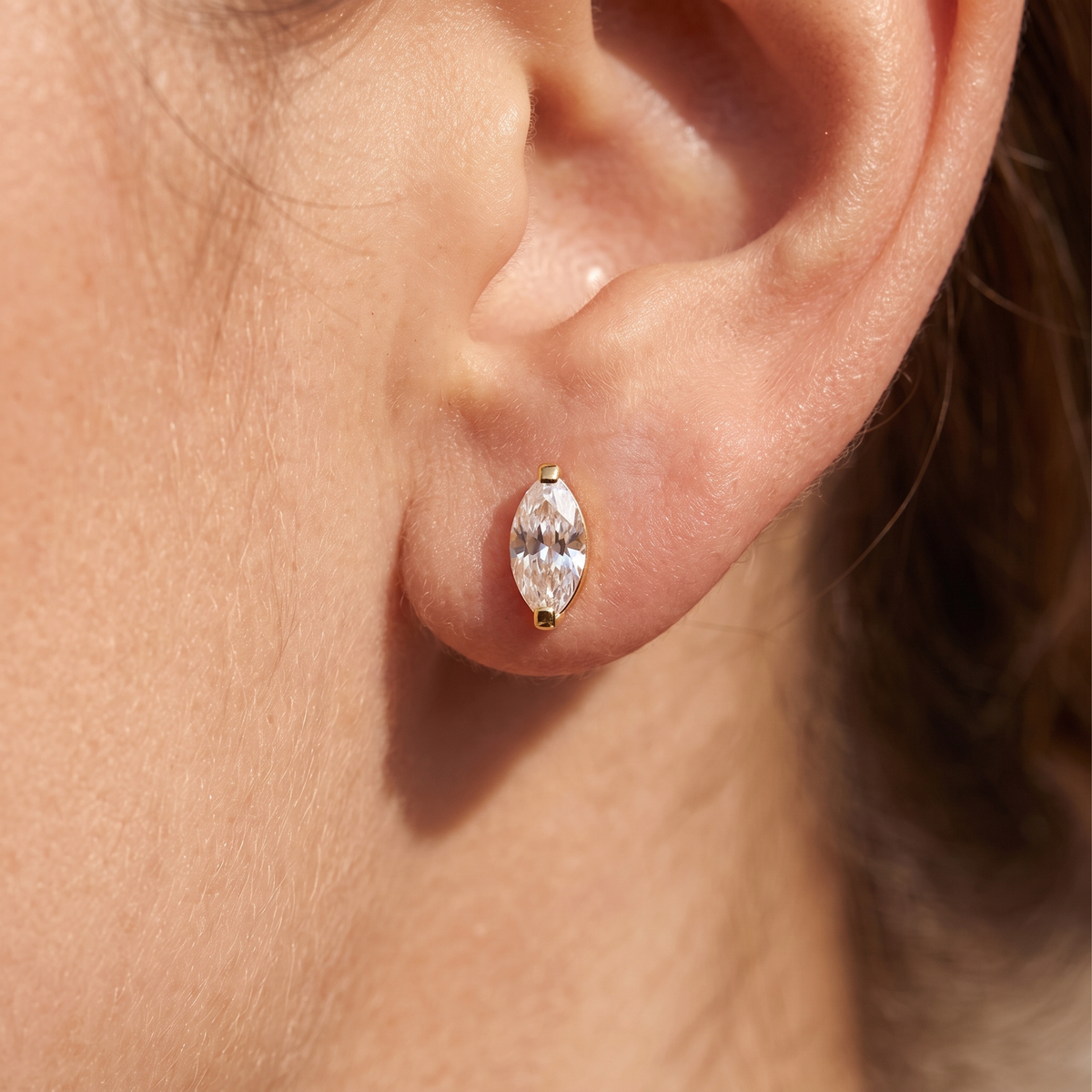 Ohrstecker Zirkonia Marquise, Nahaufnahme