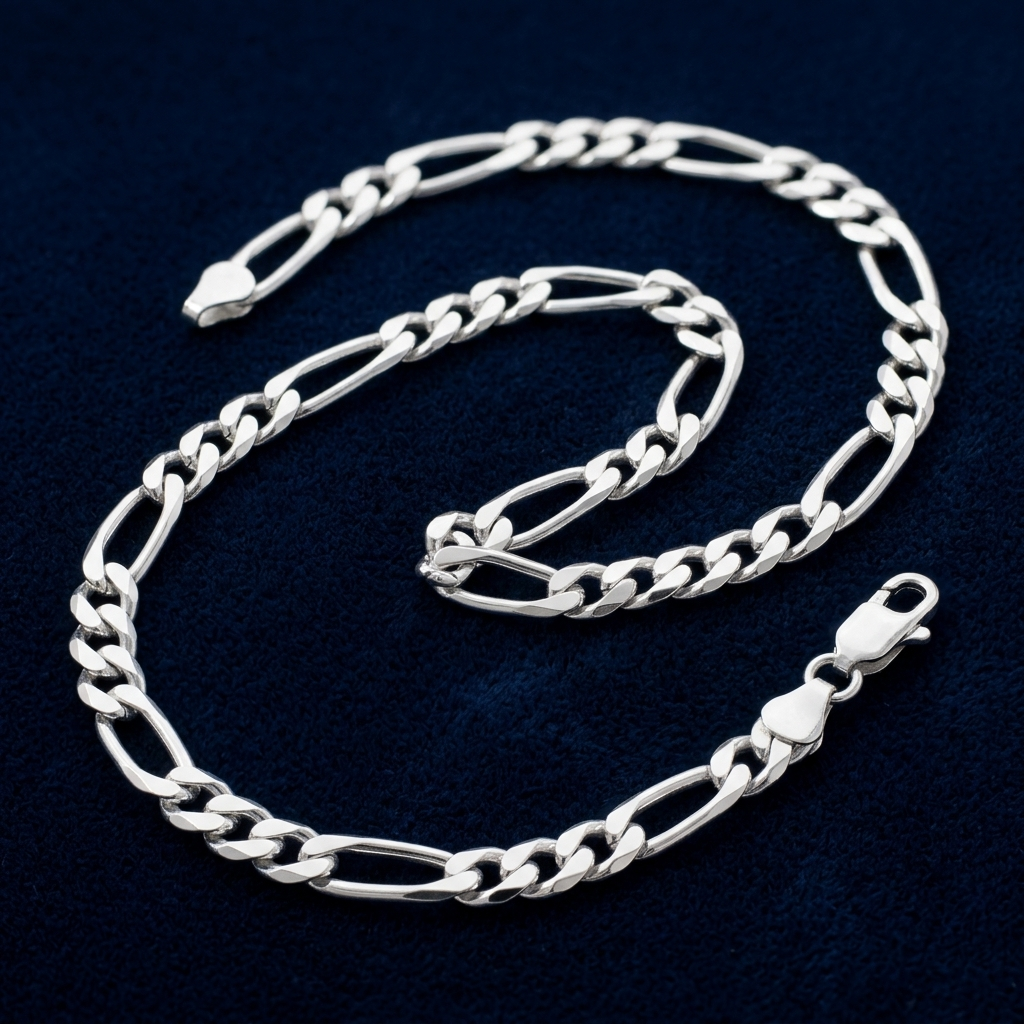 Figarokette Silber 925 auf dunkelblauem Samt
