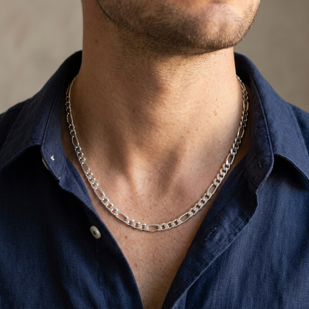 Figarokette Silber 925 getragen
