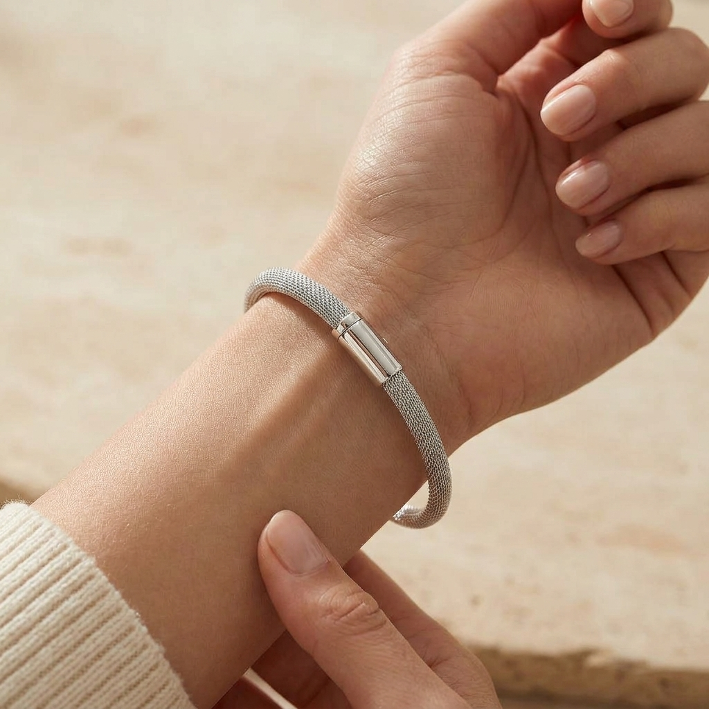 Milanaise-Armband Silber 925 getragen