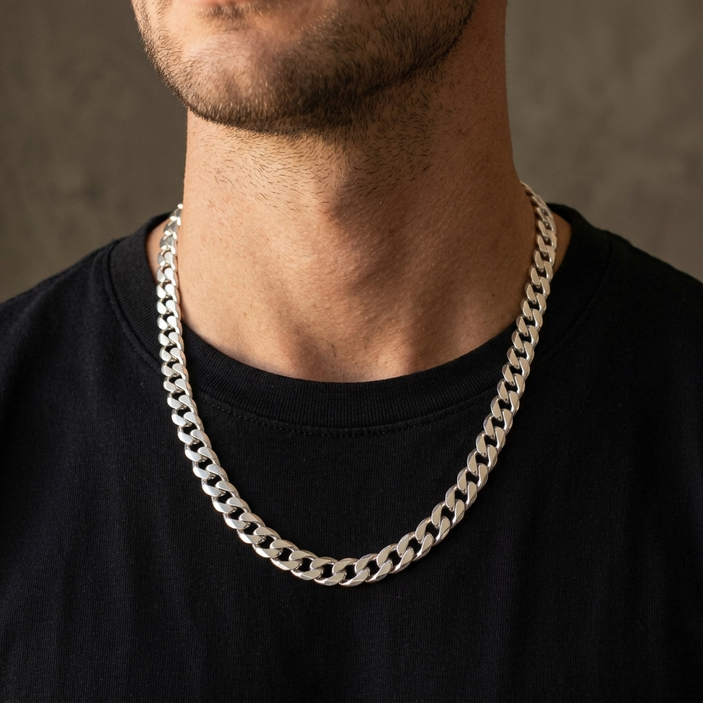Panzerkette Silber 925 5,7 mm getragen