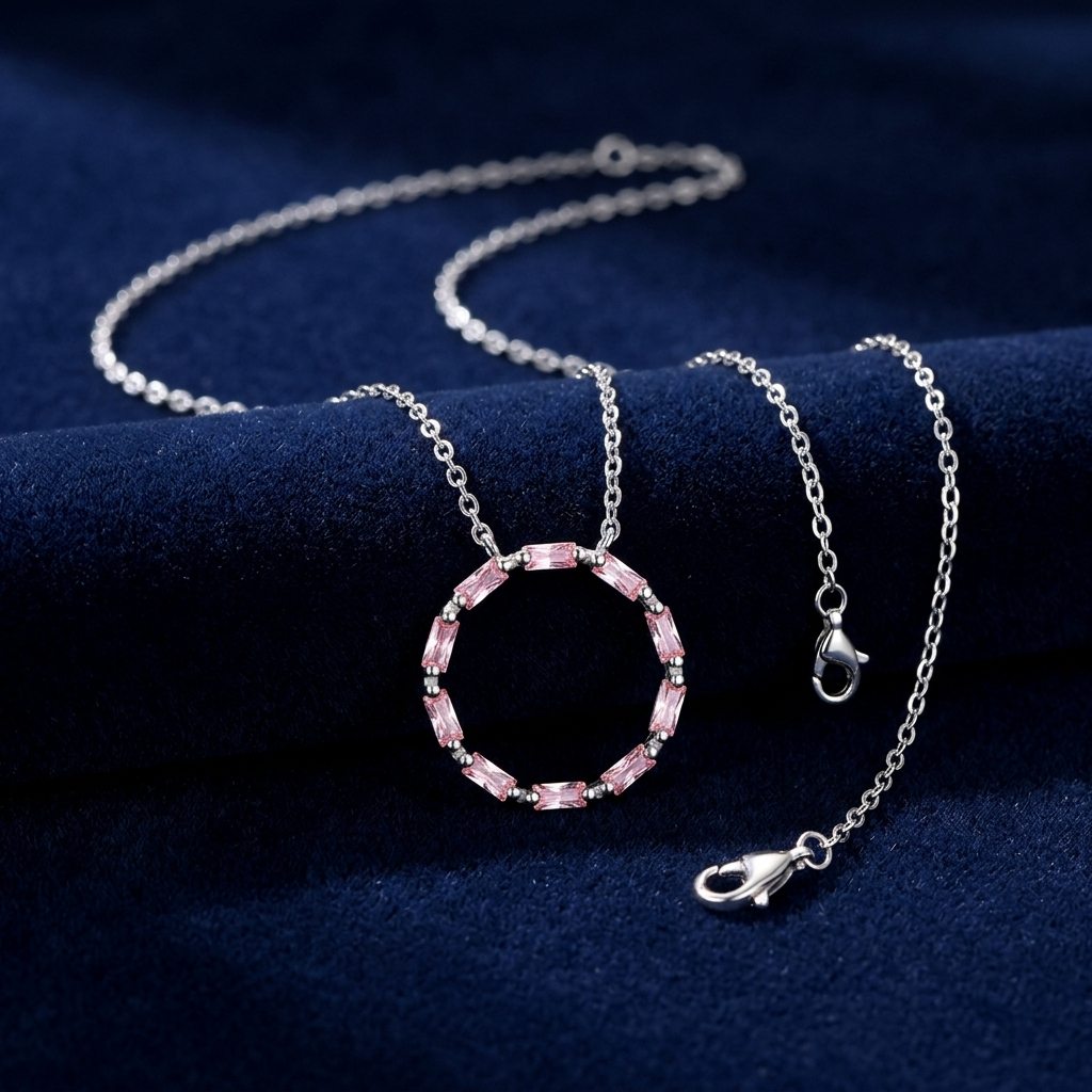 Collier Kreis Baguette pink