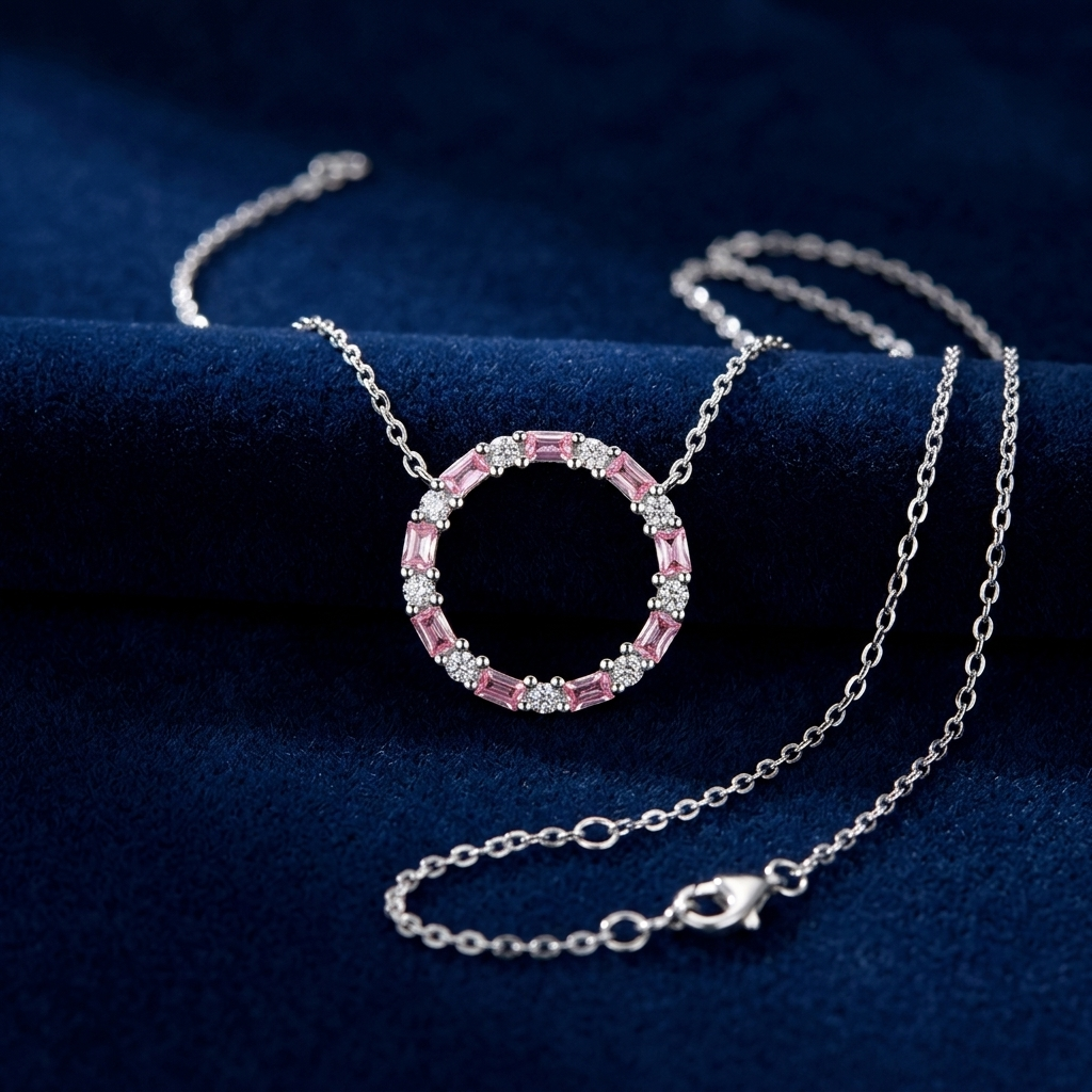 Collier Kreis Zirkonia weiß pink