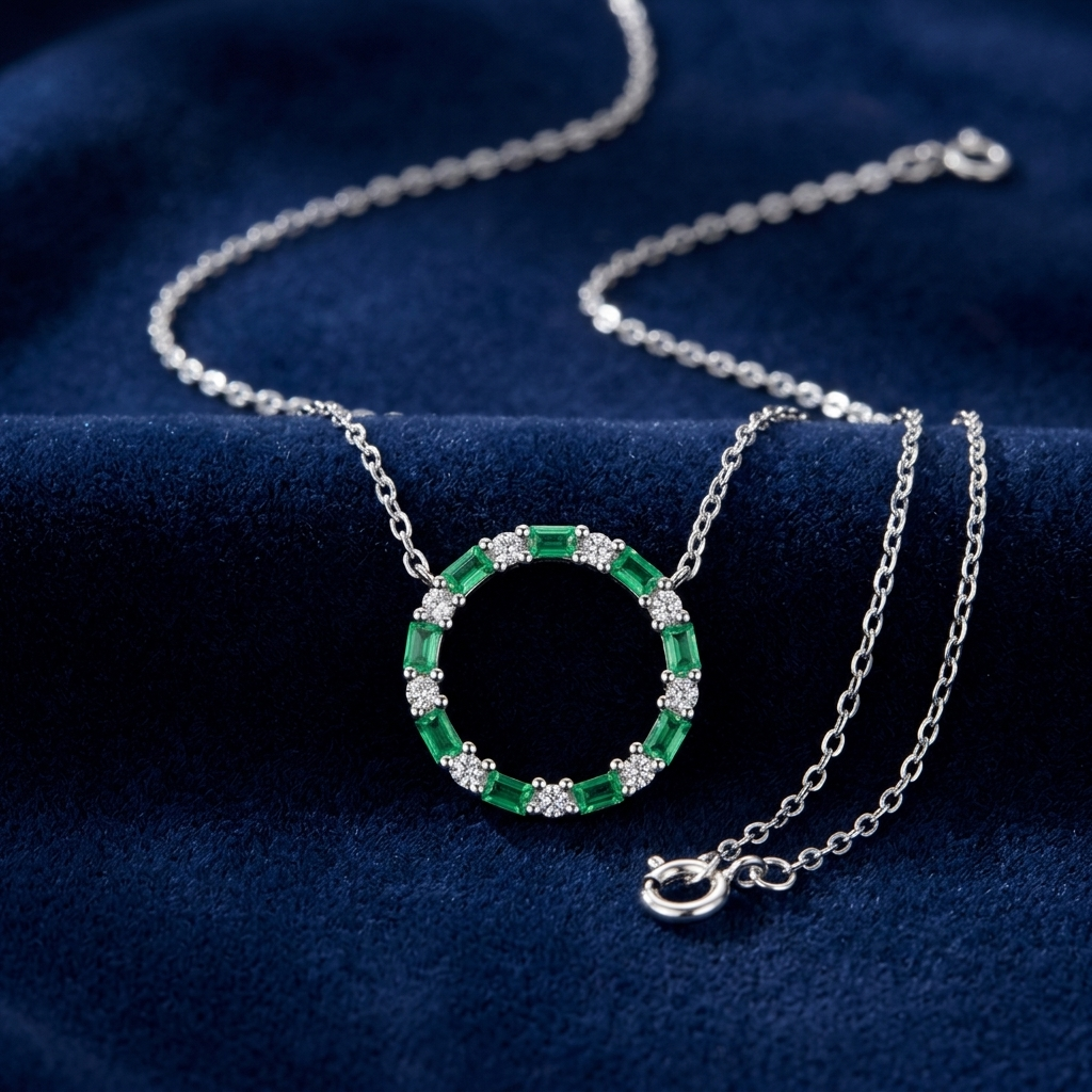 Collier Kreis Zirkonia weiß grün