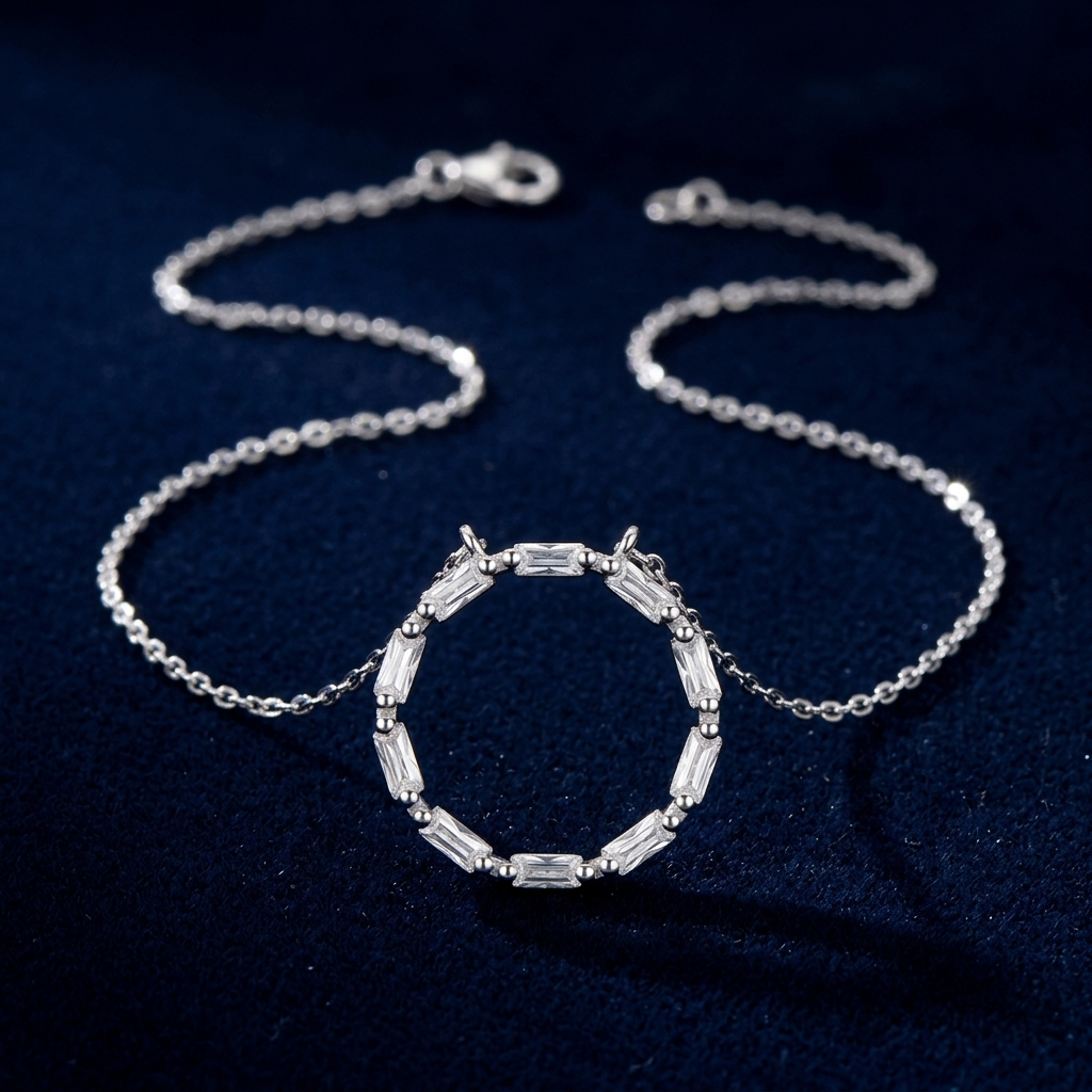 Collier Kreis Baguette weiß