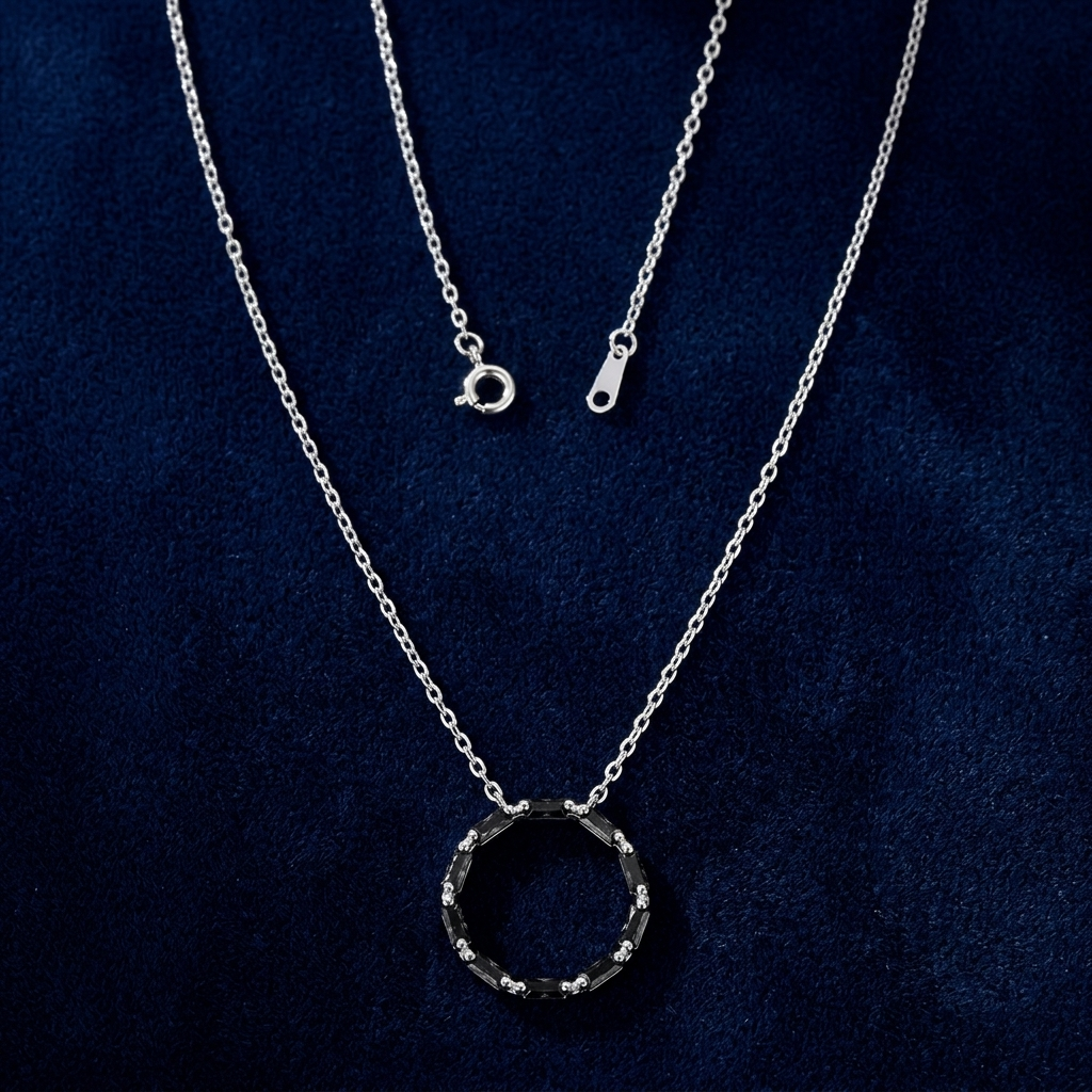 Collier Kreis Baguette schwarz