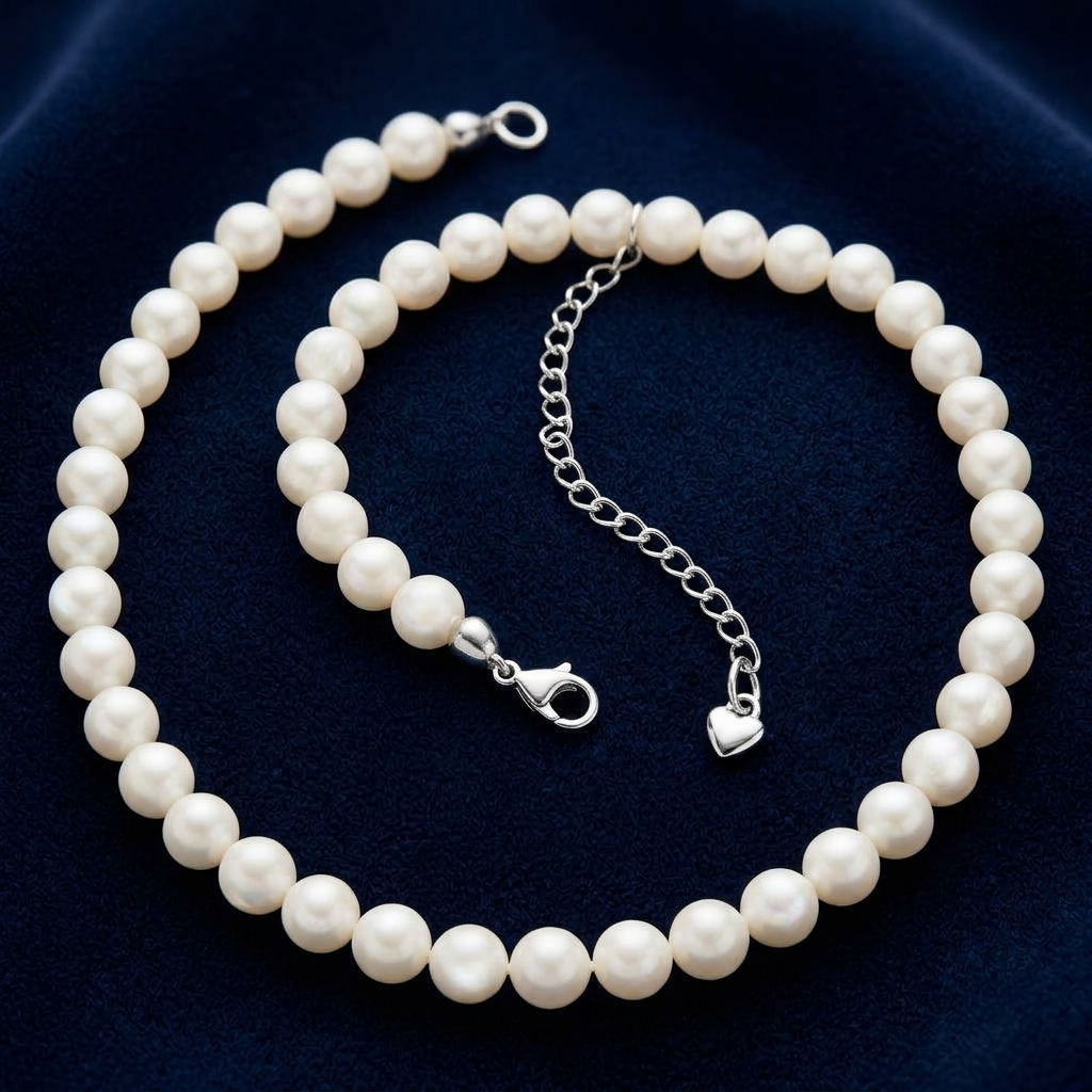 Perlmutt-Collier auf dunkelblauem Samt