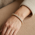 Tennisarmband Gold 585 Lab Grown Brillanten 2,2 mm getragen